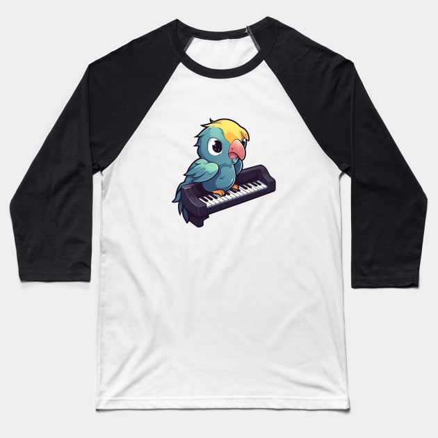 Parrot Playing Piano Baseball T-Shirt by Artifyio
